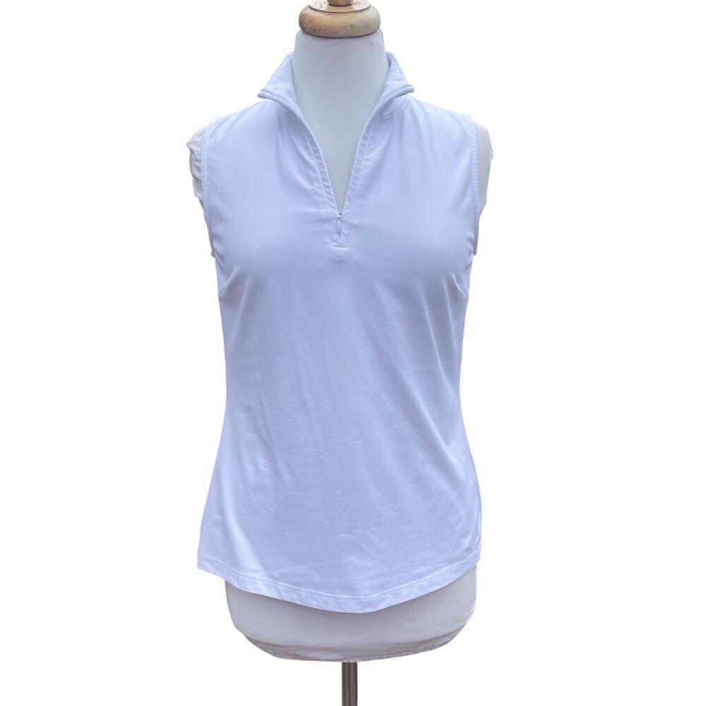 J. McLaughlin Bedford  White 1/4 Zip Sleeveless Tennis/Golf Top -Size Small - Picture 14 of 15